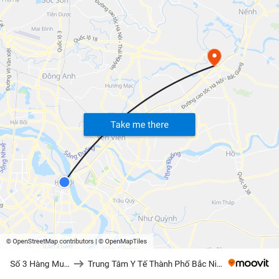 Số 3 Hàng Muối to Trung Tâm Y Tế Thành Phố Bắc Ninh map