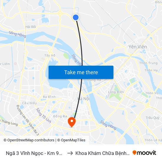 Ngã 3 Vĩnh Ngọc - Km 9+230 Quốc Lộ 3 to Khoa Khám Chữa Bệnh Theo Yêu Cầu map