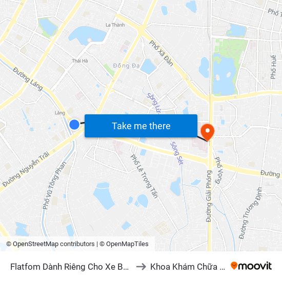 Flatfom Dành Riêng Cho Xe Buýt Trước Nhà 45 Đường Láng to Khoa Khám Chữa Bệnh Theo Yêu Cầu map