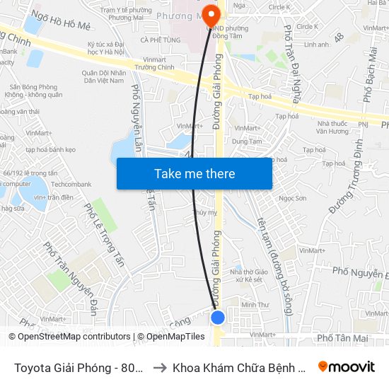 Toyota Giải Phóng - 807 Giải Phóng to Khoa Khám Chữa Bệnh Theo Yêu Cầu map