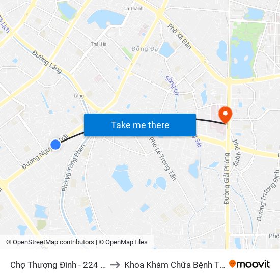 Chợ Thượng Đình - 224 Nguyễn Trãi to Khoa Khám Chữa Bệnh Theo Yêu Cầu map