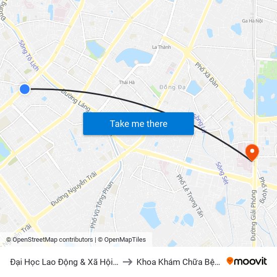 Đại Học Lao Động & Xã Hội - 43 Trần Duy Hưng to Khoa Khám Chữa Bệnh Theo Yêu Cầu map