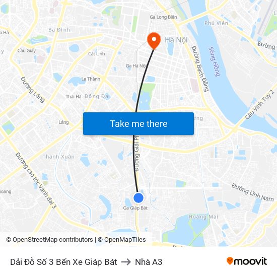 Dải Đỗ Số 3 Bến Xe Giáp Bát to Nhà A3 map