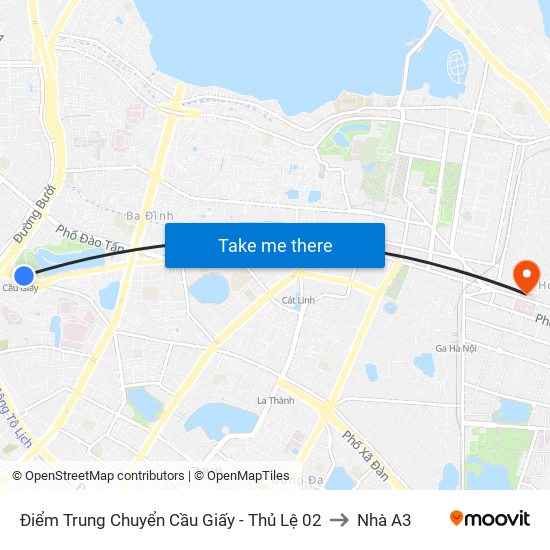 Điểm Trung Chuyển Cầu Giấy - Thủ Lệ 02 to Nhà A3 map