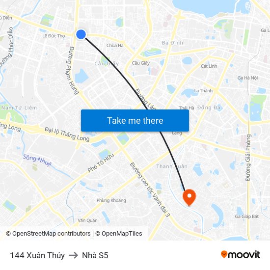 144 Xuân Thủy to Nhà S5 map