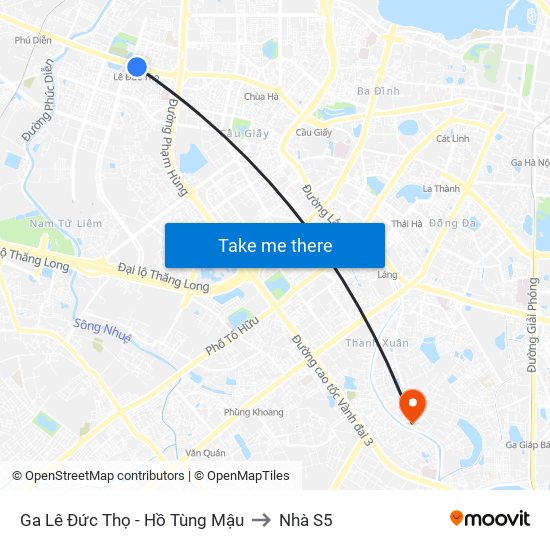 Ga Lê Đức Thọ - Hồ Tùng Mậu to Nhà S5 map