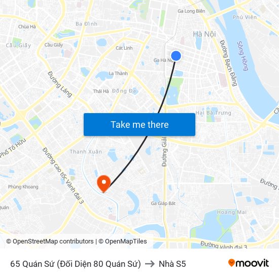 65 Quán Sứ (Đối Diện 80 Quán Sứ) to Nhà S5 map