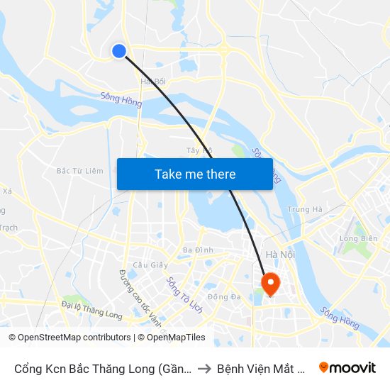 Cổng Kcn Bắc Thăng Long (Gần Cầu Vượt Bộ Hành) to Bệnh Viện Mắt Quốc Tế Dnd map