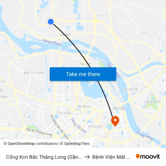 Cổng Kcn Bắc Thăng Long (Gần Cầu Vượt Bộ Hành) to Bệnh Viện Mắt Quốc Tế Dnd map