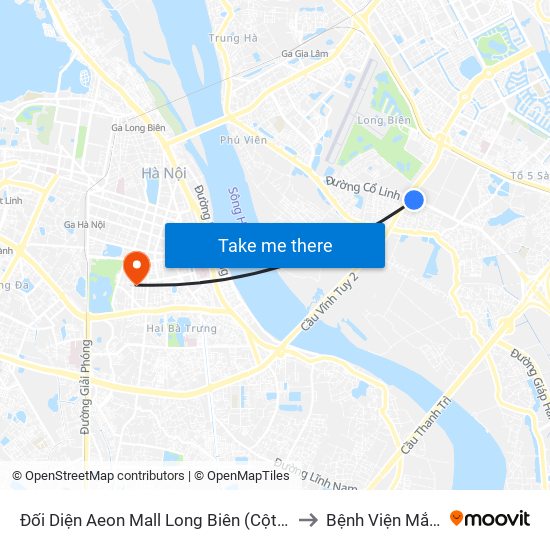 Đối Diện Aeon Mall Long Biên (Cột Điện T4a/2a-B Đường Cổ Linh) to Bệnh Viện Mắt Quốc Tế Dnd map