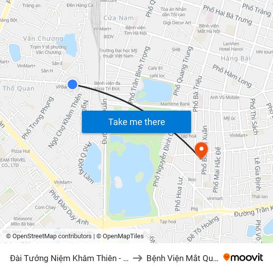 Đài Tưởng Niệm Khâm Thiên - 45 Khâm Thiên to Bệnh Viện Mắt Quốc Tế Dnd map