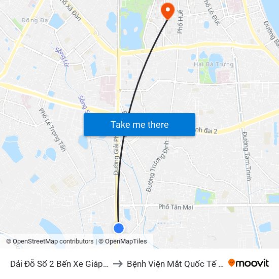 Dải Đỗ Số 2 Bến Xe Giáp Bát to Bệnh Viện Mắt Quốc Tế Dnd map