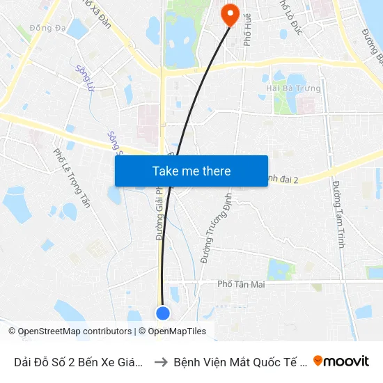 Dải Đỗ Số 2 Bến Xe Giáp Bát to Bệnh Viện Mắt Quốc Tế Dnd map