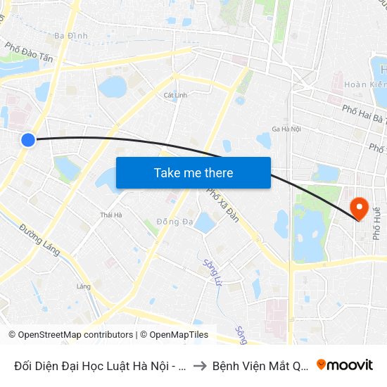 Đối Diện Đại Học Luật Hà Nội - Nguyễn Chí Thanh to Bệnh Viện Mắt Quốc Tế Dnd map