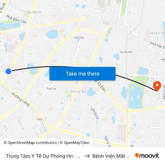 Trung Tâm Y Tế Dự Phòng Hn - 70 Nguyễn Chí Thanh to Bệnh Viện Mắt Quốc Tế Dnd map