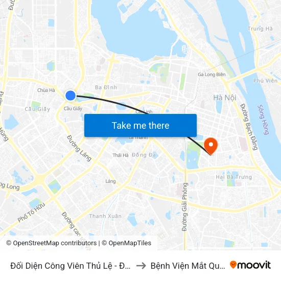 Đối Diện Công Viên Thủ Lệ - Đường Bưởi Dưới to Bệnh Viện Mắt Quốc Tế Dnd map