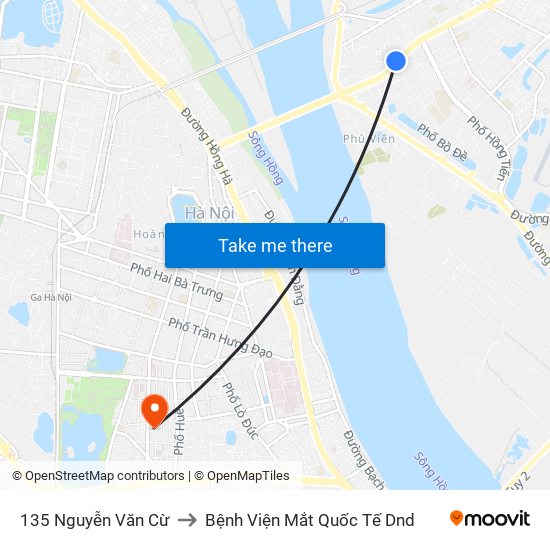 135 Nguyễn Văn Cừ to Bệnh Viện Mắt Quốc Tế Dnd map
