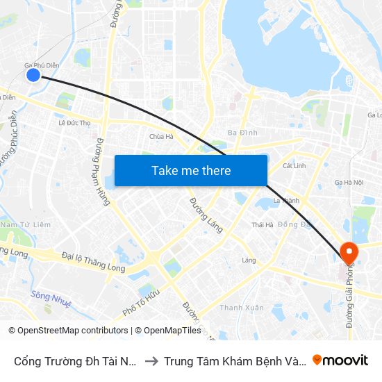 Cổng Trường Đh Tài Nguyên Môi Trường to Trung Tâm Khám Bệnh Và Điều Trị Trong Ngày map