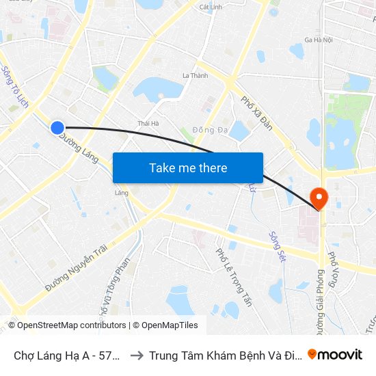 Chợ Láng Hạ A - 572 Đường Láng to Trung Tâm Khám Bệnh Và Điều Trị Trong Ngày map