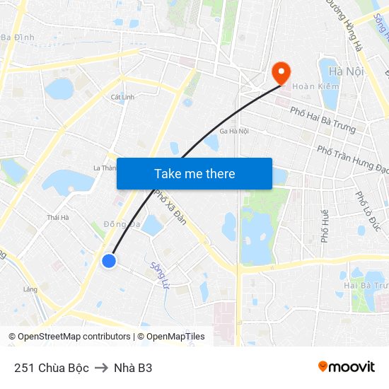 251 Chùa Bộc to Nhà B3 map