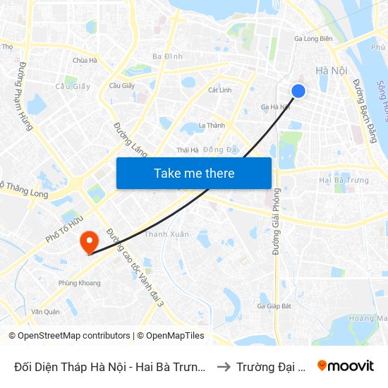 Đối Diện Tháp Hà Nội - Hai Bà Trưng (Cạnh 56 Hai Bà Trưng) to Trường Đại Học Hà Nội map