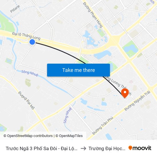 Trước Ngã 3 Phố Sa Đôi - Đại Lộ Thăng Long to Trường Đại Học Hà Nội map