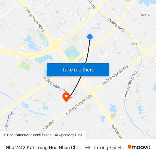 Nhà 24t2 Kđt Trung Hoà Nhân Chính - Hoàng Đạo Thúy to Trường Đại Học Hà Nội map