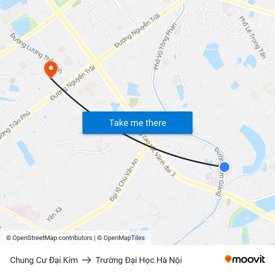 Chung Cư Đại Kim to Trường Đại Học Hà Nội map