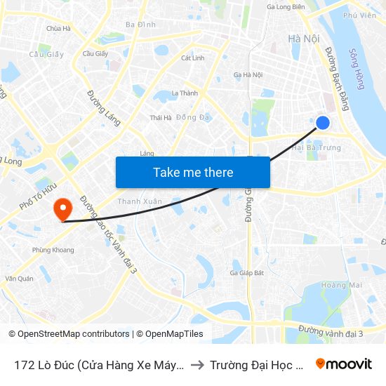 172 Lò Đúc (Cửa Hàng Xe Máy Hon Đa) to Trường Đại Học Hà Nội map