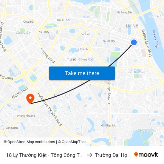 18 Lý Thường Kiệt - Tổng Công Ty Du Lịch Hà Nội to Trường Đại Học Hà Nội map