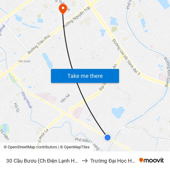 30 Cầu Bươu (Ch Điện Lạnh Hồng Sĩ) to Trường Đại Học Hà Nội map