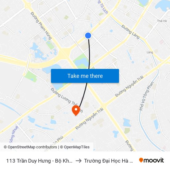 113 Trần Duy Hưng - Bộ Khcn to Trường Đại Học Hà Nội map