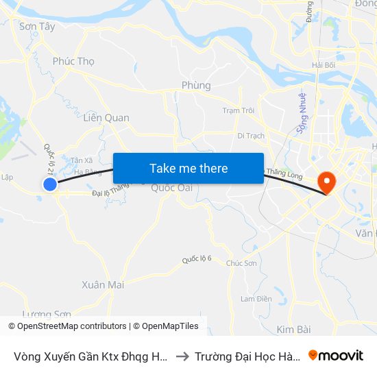 Vòng Xuyến Gần Ktx Đhqg Hà Nội to Trường Đại Học Hà Nội map