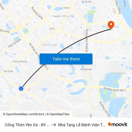 Cổng Thôn Yên Xá - 89 Cầu Bươu to Nhà Tang Lễ Bệnh Viện Thanh Nhàn map