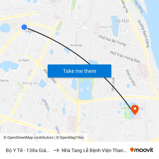 Bộ Y Tế - 138a Giảng Võ to Nhà Tang Lễ Bệnh Viện Thanh Nhàn map