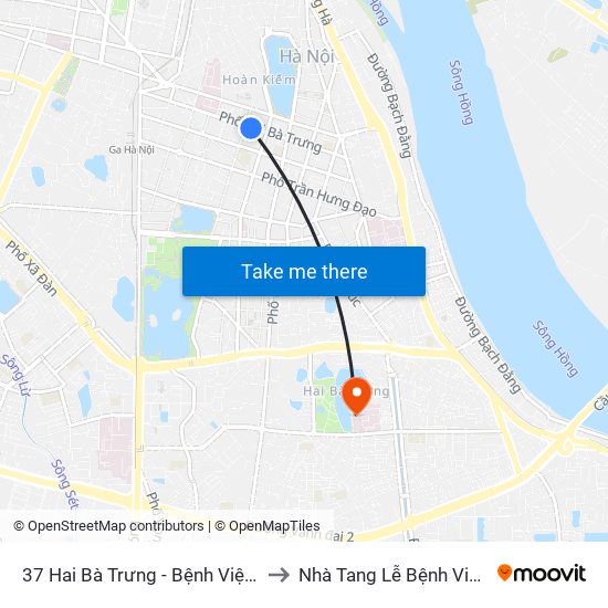 37 Hai Bà Trưng - Bệnh Viện Việt Nam Cu Ba to Nhà Tang Lễ Bệnh Viện Thanh Nhàn map