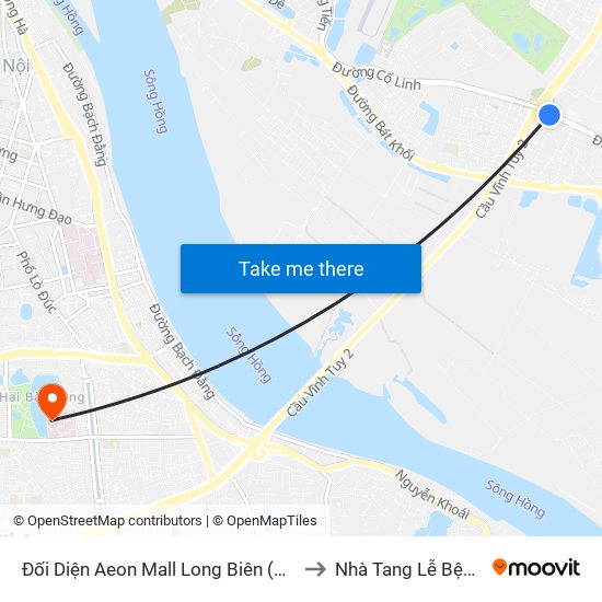 Đối Diện Aeon Mall Long Biên (Cột Điện T4a/2a-B Đường Cổ Linh) to Nhà Tang Lễ Bệnh Viện Thanh Nhàn map
