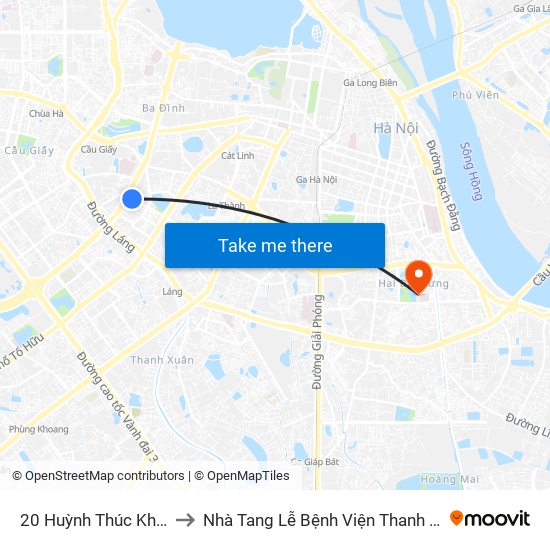 20 Huỳnh Thúc Kháng to Nhà Tang Lễ Bệnh Viện Thanh Nhàn map