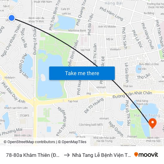 78-80a Khâm Thiên (Đối Diện 71) to Nhà Tang Lễ Bệnh Viện Thanh Nhàn map