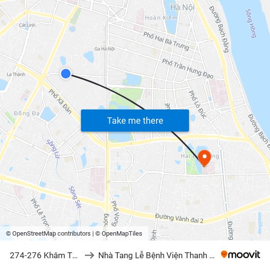 274-276 Khâm Thiên to Nhà Tang Lễ Bệnh Viện Thanh Nhàn map