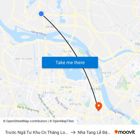 Trước Ngã Tư Khu Cn Thăng Long 100m (Chiều Nội Bài - Hà Nội) to Nhà Tang Lễ Bệnh Viện Thanh Nhàn map