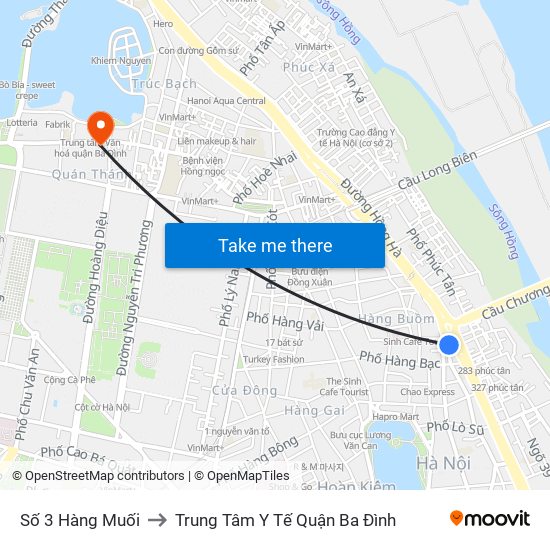 Số 3 Hàng Muối to Trung Tâm Y Tế Quận Ba Đình map