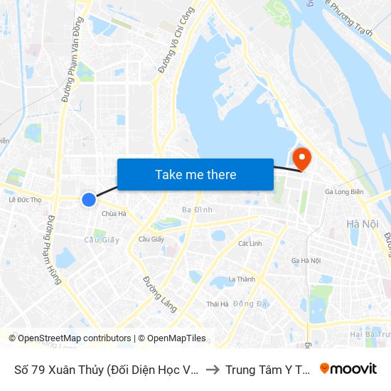 Số 79 Xuân Thủy (Đối Diện Học Viện Báo Chí Và Tuyên Truyền) to Trung Tâm Y Tế Quận Ba Đình map