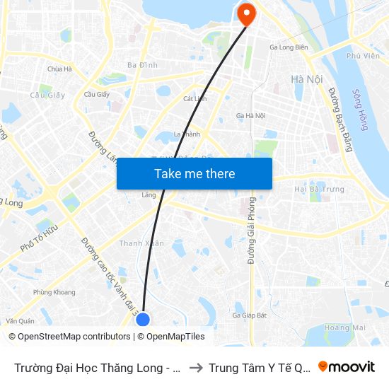 Trường Đại Học Thăng Long - Nghiêm Xuân Yêm to Trung Tâm Y Tế Quận Ba Đình map