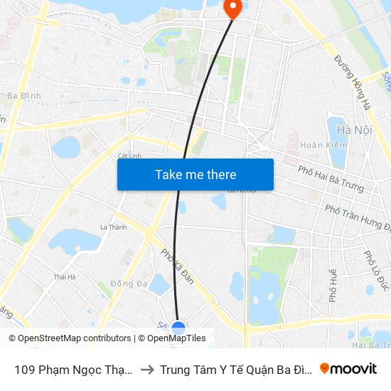 109 Phạm Ngọc Thạch to Trung Tâm Y Tế Quận Ba Đình map
