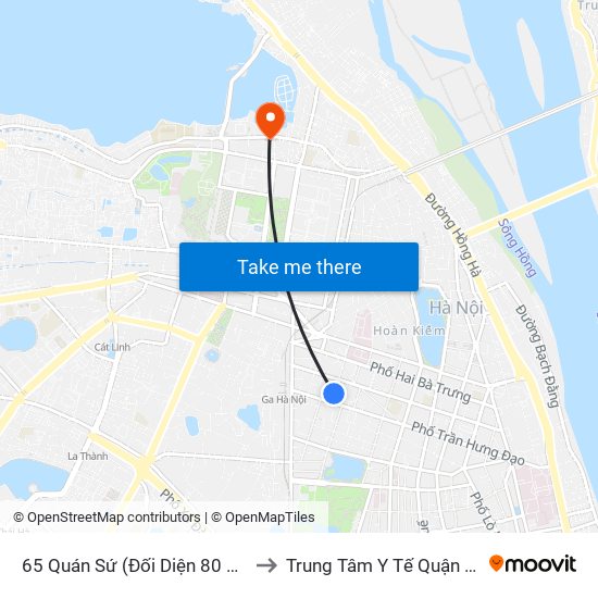 65 Quán Sứ (Đối Diện 80 Quán Sứ) to Trung Tâm Y Tế Quận Ba Đình map