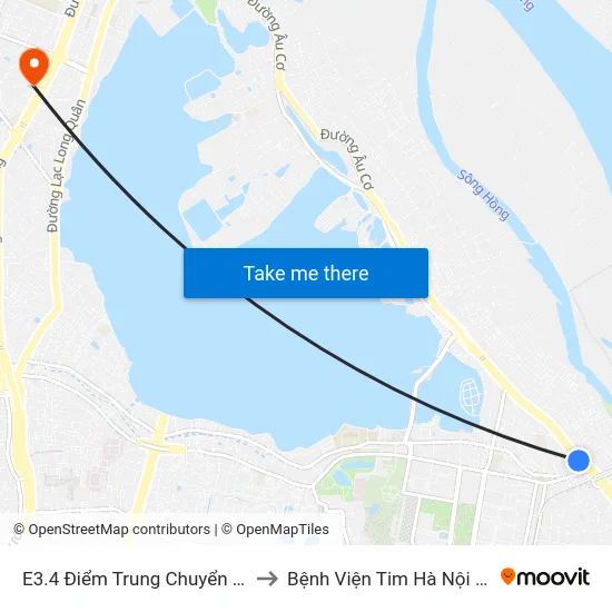 E3.4 Điểm Trung Chuyển Long Biên to Bệnh Viện Tim Hà Nội (Cơ Sở 2) map