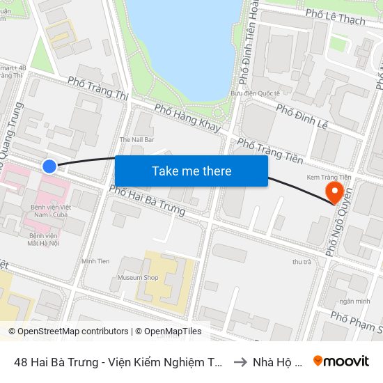 48 Hai Bà Trưng - Viện Kiểm Nghiệm Thuốc Trung Ương to Nhà Hộ Sinh A map