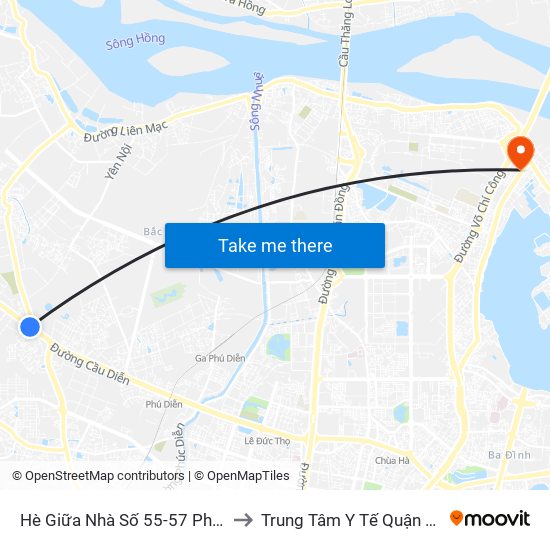 Hè Giữa Nhà Số 55-57 Phố Nhổn to Trung Tâm Y Tế Quận Tây Hồ map