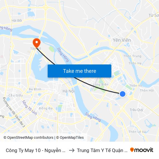 Công Ty May 10 - Nguyễn Văn Linh to Trung Tâm Y Tế Quận Tây Hồ map